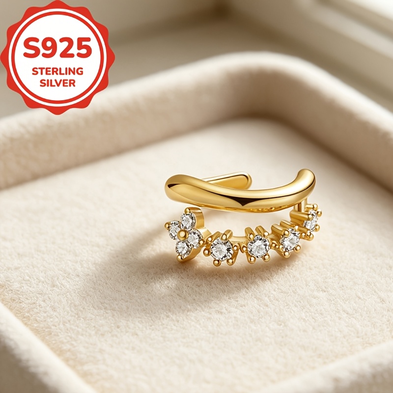 Women's Elegant Four-Leaf Flower Clip-On Earrings, S925